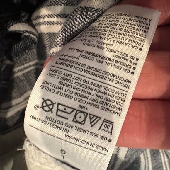 OLD NAVY WOMENS BLUE STRIPE WIDE LEG LINEN PANTS LARGE NEW - Picture 9 of 9